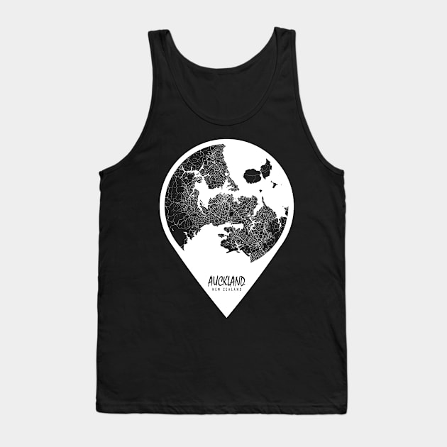 Auckland, New Zealand City Map - Travel Pin Tank Top by deMAP Studio